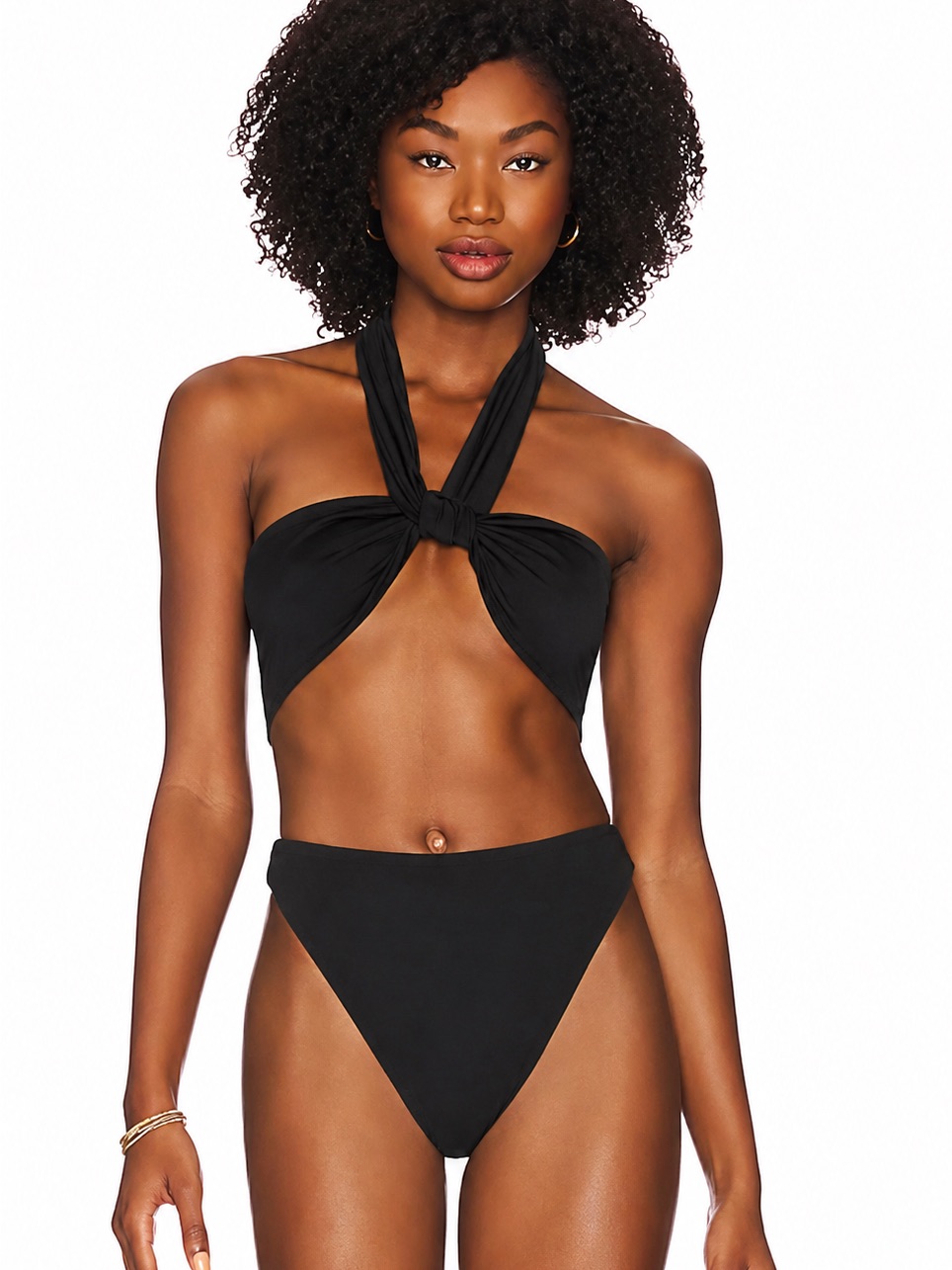 Aexae Black Twist Halter Bandeau Bikini Top Size S Nwt
